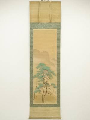 國堂筆　風景図　肉筆絹本掛軸